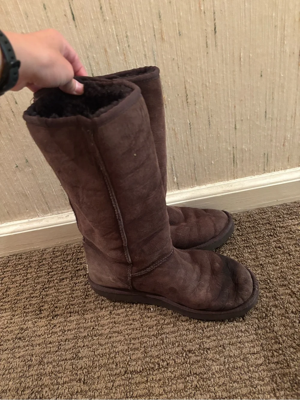UGG Tall Classic Sheepskin Boots in Dark Brown